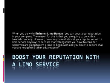 Kitchener Limo Service