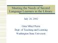 Meeting the Needs of Second Language Learners in the Library PowerPoint PPT Presentation