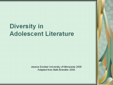 Diversity in Adolescent Literature