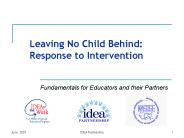 Leaving No Child Behind: Response to Intervention