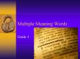 Multiple Meaning Words PowerPoint PPT Presentation