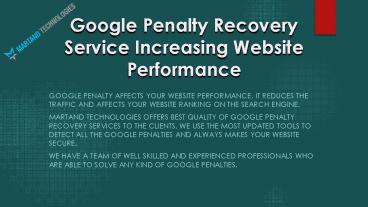 Proven and effective solutions for Google Penalty Recovery