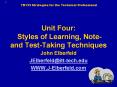 Unit Four: Styles of Learning, Note- and Test-Taking Techniques PowerPoint PPT Presentation
