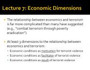 Lecture 7: Economic Dimensions
