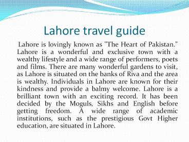 Lahore travel guide