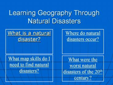 Learning Geography Through Natural Disasters