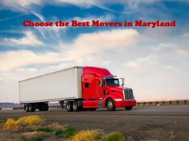 Choose the Best Movers in Maryland