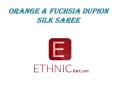Orange & Fuchsia Dupion Silk Saree