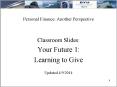 Personal Finance: Another Perspective PowerPoint PPT Presentation