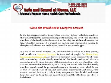 When The World Needs Caregiver Services