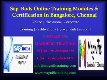 Sap Bods Online Training Modules & Certification In Bangalore, Chennai