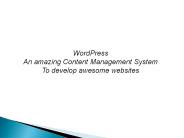 WordPress An amazing Content Management System
