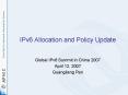 IPv6 Allocation and Policy Update PowerPoint PPT Presentation