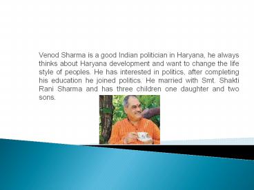 Venod Sharma family - non jat leader Haryana