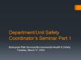 Department/Unit Safety Coordinator PowerPoint PPT Presentation