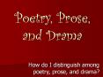 Poetry, Prose, and Drama PowerPoint PPT Presentation