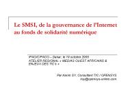 Le SMSI, de la gouvernance de l