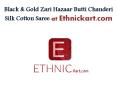 Black & Gold Zari Hazaar Butti Chanderi Silk Cotton Saree PowerPoint PPT Presentation
