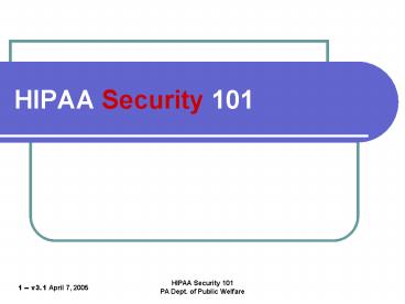 HIPAA Security 101