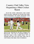 Country Club Valley Vista Organizing a Mini Cricket Match PowerPoint PPT Presentation