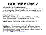 Public Health in PsycINFO