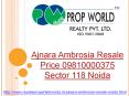 Ajnara Ambrosia Resale Price 09810000375 Noida Sector 118 Noida