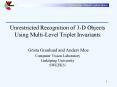 Unrestricted Recognition of 3-D Objects Using Multi-Level Triplet Invariants  G PowerPoint PPT Presentation