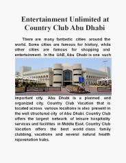 Entertainment Unlimited at Country Club Abu Dhabi
