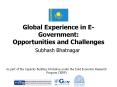 Global Experience in E-Government: Opportunities and Challenges PowerPoint PPT Presentation