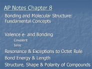Bonding and Molecular Structure: Fundamental Concepts