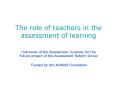 The role of teachers in the assessment of learning PowerPoint PPT Presentation