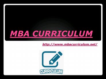 MBA Curriculum