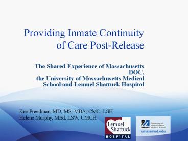 Providing Inmate Continuity of Care Post-Release