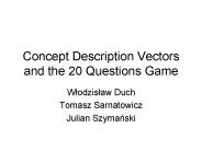 Concept Description Vectors and the 20 Questions Game