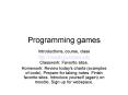 Programming games PowerPoint PPT Presentation