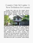 Country Club Sri Lanka: A new Definition for Luxury PowerPoint PPT Presentation