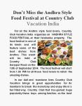Andhra Style Food Festival at Country Club Vacation India PowerPoint PPT Presentation