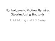 Nonholonomic Motion Planning: Steering Using Sinusoids