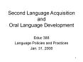 Second Language Acquisition and Oral Language Development PowerPoint PPT Presentation