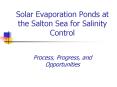 Solar Evaporation Ponds at the Salton Sea for Salinity Control PowerPoint PPT Presentation