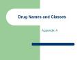 Drug Names and Classes PowerPoint PPT Presentation
