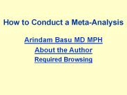 How to Conduct a Meta-Analysis