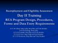 Reemployment and Eligibility Assessment Day II Training REA Program Design, Procedures, Forms and Data Entry Requirements PowerPoint PPT Presentation