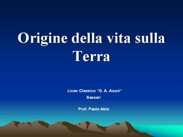 Origine della vita sulla Terra