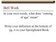 Bell Work PowerPoint PPT Presentation