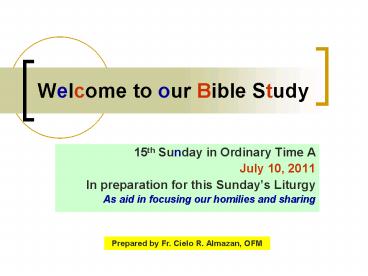 Welcome to our Bible Study