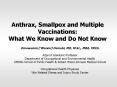 Anthrax, Smallpox and Multiple Vaccinations: What We Know and Do Not Know PowerPoint PPT Presentation