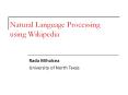 Natural Language Processing using Wikipedia PowerPoint PPT Presentation