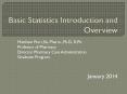 Basic Statistics Introduction and Overview PowerPoint PPT Presentation