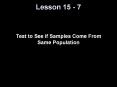Test to See if Samples Come From Same Population PowerPoint PPT Presentation